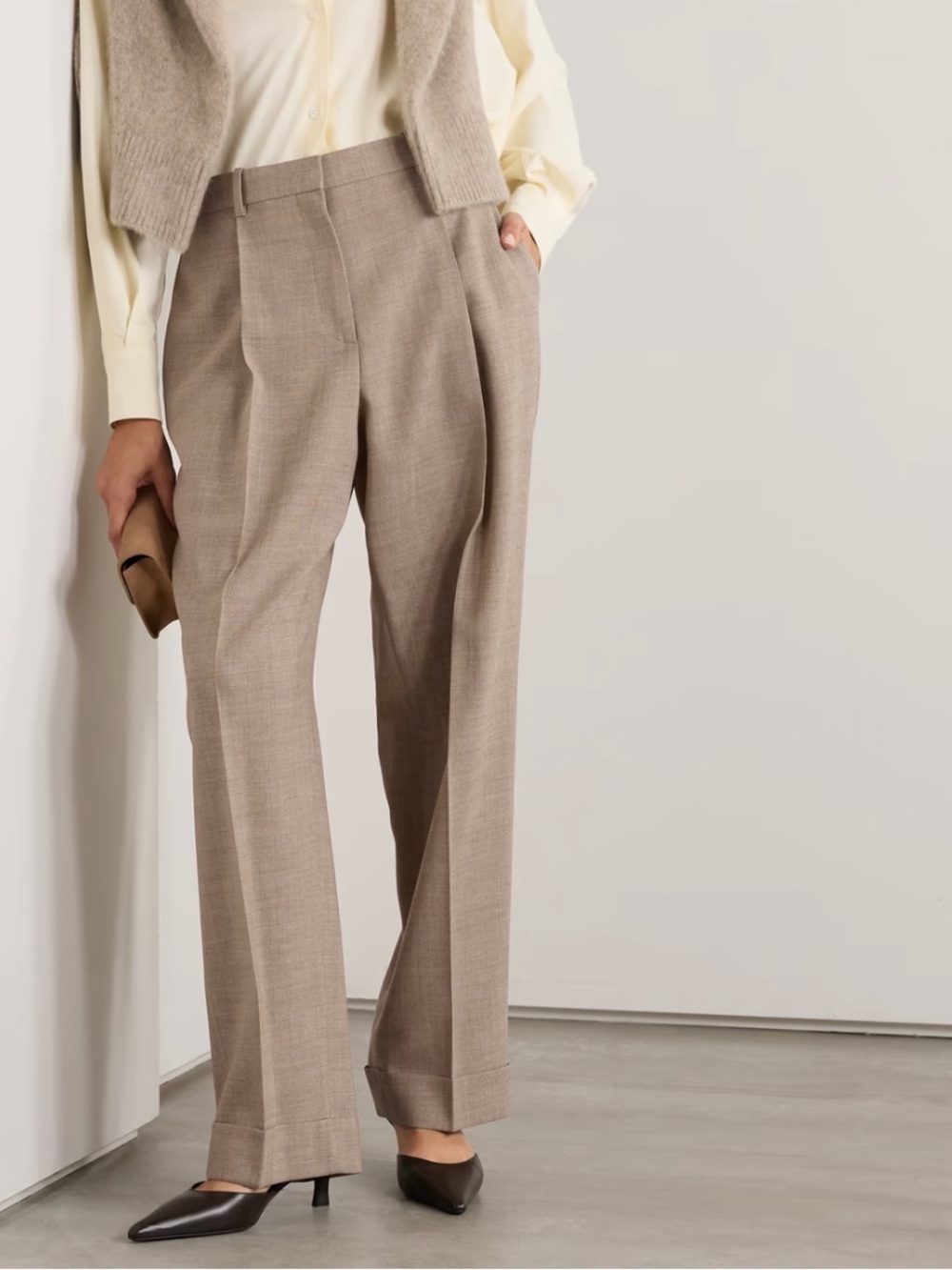 THE ROW Tor Pleated Grain De Poudre Wool Pants! Size 6 - Relaxed - Amazing!